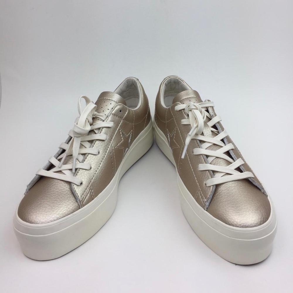 Converse Platform Sneakers in Metallic Champagne and White